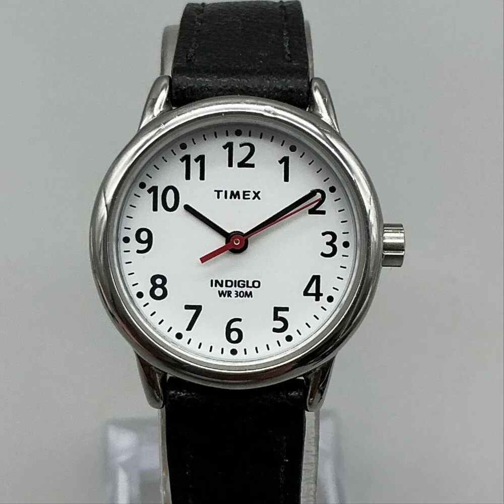 Timex Easy Reader Indiglo WR 30M Womens Watch 25mm Black Vegan Strap New Battery